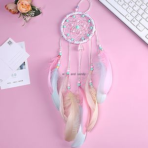 Ręcznie Splot Macrame Pióro Dream Catcher Wall Wiszące Dekoracje Ślubne Wiatr Chimes Sypialnia Wall Wieszak Walentynki Urodziny Prezent Home Decor