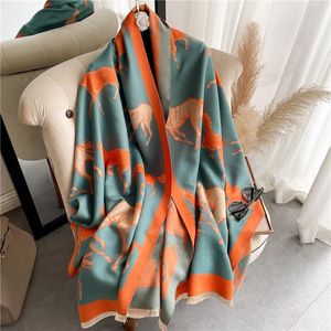 scarfs designer Scarves Winter Horse Animal Scarf Cashmere Women Design Print Thick Warm Blanket Shawl And Wrap Bufanda Luxury Pashmina Stoles 8C40