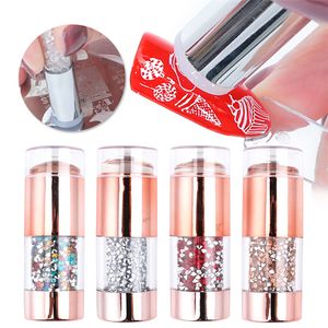 NAP015 Silicone Dupla End Nail Art Stamper Kit Francês Nails Stamping Set para Customs Impressão Selo Design Manicure Ferramentas