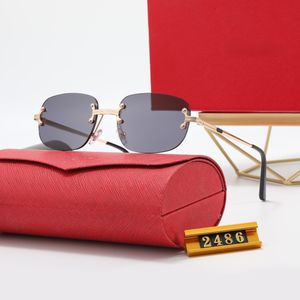 6 Colors Sunglasses Designer UV400 for Shiny Design Frameless Men Women Fashion All-match Polarized Light Sun Glasses with Box