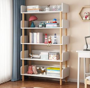 Scaffale da pavimento per libreria, armadio in legno per soggiorno, libri illustrati per bambini, semplice libreria per studenti