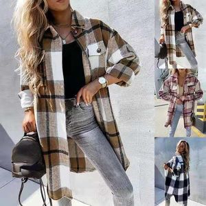 Plaid Flap Detail wool jacket Drop Shoulder Button Up Shacket