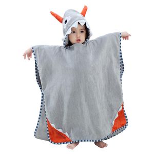 Towel High Quality Baby Bathrobe Cute Hooded Ox Horn 0-7 Years Babies Colorful Animal Cotton Pajamas Children's