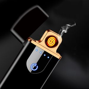 USB Electronic Cigarro Isqueiros Fingerprint Touch Carregando mais leve para fumar personalidade à prova de vento criativa