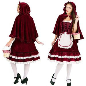 Casual Dresses Halloween Costume For Adult Women Little Red Riding Hoodie Game Uniforms Fancy Dress Cosplay Princess Christmas