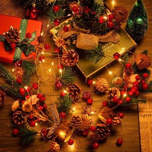 Julsträng ljus utomhus vattentät jul tallskott ljus ledd koppar tråd Fairy Garland uteplats semester dekorera lampa 211109