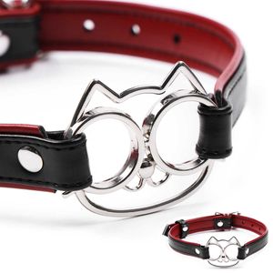 Articoli per massaggi Sex Metal PU Leather Cat Collar Fetishs Collana Bell Choker Costume BDSM Bondage Accessori erotici Giocattoli sessuali per donna