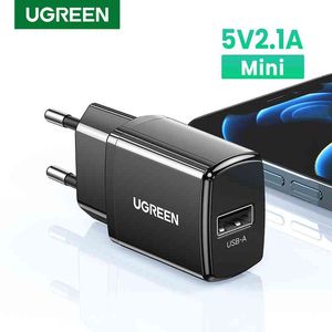 UGREEN USB Charger 5V2.1A Mini Wall EU Adapter Phone for i 8 11 X Mobile Earphone