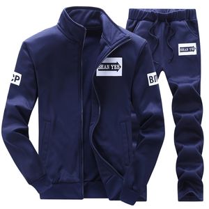 Męskie Dorywczo Dres Mody List Wzór Wymiarowy Męskie Garnitury Klasyczne Stroje Mężczyźni Dwa Kawałki Spodnie Spring Jacket Plus Size M-4XL