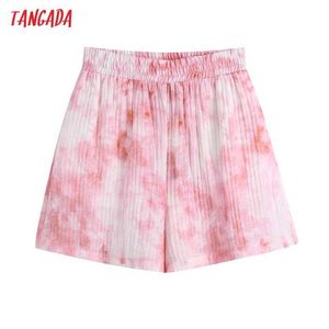 Tangada Kvinnor Vintage Print Sommar Shorts Kvinna Retro Casual Shorts Pantalones Be608 210609