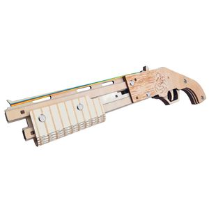 Pistola con elastico che taglia puzzle di legno 3D Kit di montaggio per artigianato in legno Tiro con pistole giocattolo Ragazzi