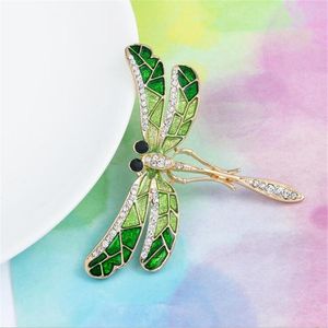 Pins, broscher Shinny Rhinestone Färgglada Dragonfly Brosch Bröllopskristall Insect Broche Mujer Bouquet Hijab Scarf Pin Gift