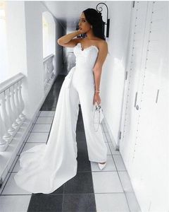 Vit jumpsuit prom klänningar med avtagbara kjol kvinnor spets formella kvällsklänningar 2021 Vestido de novia