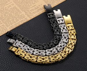 15mm 8.66'' 92g Classic High Quality Mens Chain Bracelet Stainless Steel Casting Byzantine King Jewelry Strong Bangle Perfect Gift for Birthday Fathers Day Husband