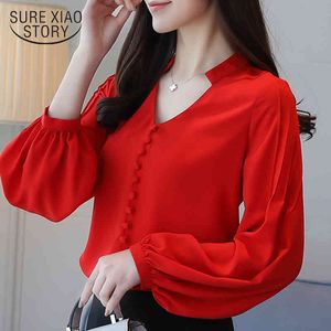 fashion womenstops and blouses chiffon blouse shirt V-neck office work wear long sleeve women shirts blusas femininas 0603 60 210417