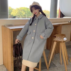 r Sweet Wool Coat Winter Warm Trench Long Female Casual High Street Kawaii Japanese Style Korean Outwear 210510