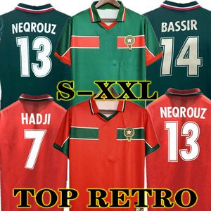 Ouakili 1998 레트로 모로코 축구 유니폼 2022 Neqrouz Bassir Abrami 빈티지 고대 Maillot el Hadrioui Hadji 오래된 클래식 풋볼 셔츠 2023