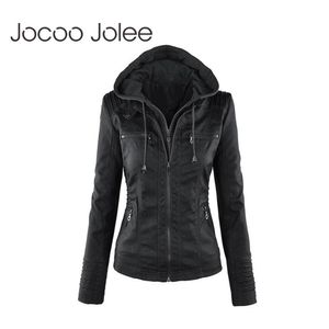 Jocoo Jolee冬の女性のカジュアルなコーティングの革のジャケットプラスサイズの女性のジャケット防水防風のコート女性210518