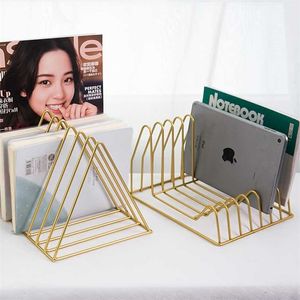 ins Nordic simple triangle iron book shelf racks spapers and magazines CD living room study storage decoration ZD 211112