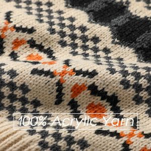 Men 2020 Autumn New Vintage Style Acrylic Warm Jacquard Sweater Pullovers Winter O-Neck Fashion Thick Check Pattern Y0907