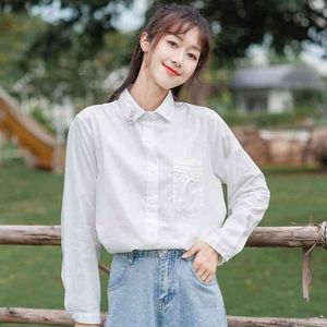 Bluzka Koszule Spirg Jesień Blusas Mujer de Moda Verano Koreański Koszula Casual Styl Luźne Rękaw Kobiety Top 885C 210420