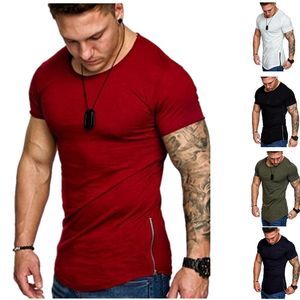 Mode Soild Color Mens T Shirt Casual Crew Neck Slim Short Sleeve Designer Summer Mens Clothing New