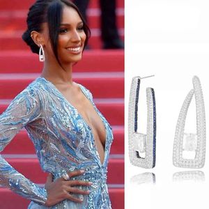 Märke Unique Design Trendy Long Örhängen Klar österrikisk Crystal Noble Luxury Earring För Kvinnor Bröllop Bröllopsfest Bästa gåva