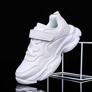 Vit sportskor av barn flickor Tenis löparskor Pojke Casual Fashion Pure Färg Non-Slip Comfortable Sneakers 5-15Year G1025