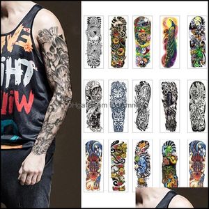 Tattoos Body Art Gesundheit Beautywaterproof Temporäre Tattoo Aufkleber Auge Uhr Vogel Pagode Fl Arm Große Größe Gefälschte Flash Sleeve Tatto für Männer