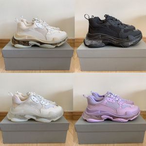 2021er Jahre Kristallboden klare Sohle Paris Damen Freizeitschuhe Triples Sneakers Plattform Retro Damen Sport Schnürtrainer 35-40EU Winter Herbst Mode