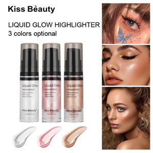 Beijo Beleza Líquido Fulgor Highlighter Rosto e Corpo Realce Iluminador Creme Shimmer Brighten Bright Skin Foundation Fundação Pérola Branco Luz Macio Pó De Ouro