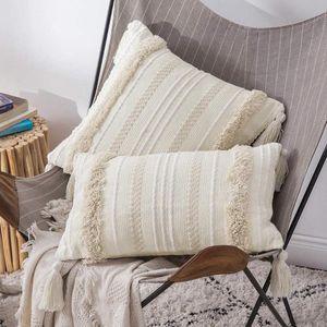 Tufted Woven Throw Pillow Covers Dekorativa tofsar Kudde Cover Tribal Boho Case Soffa Bed Home Living Room Decoration Cushion/Dekorativ