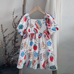 Vestito per bambini Simpatico cartone animato Graffiti Stampa Principessa Moda Bambino a maniche corte Abbigliamento per bambini Ragazze 210515