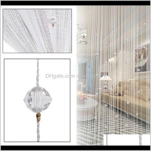 Tratamentos Têxteis Garden Drop entrega 2021 Cristal Grânulos Borla Curtain de Seda Casa Janela Casa Porta Divisor Painel Sheer Cortinas Romântico