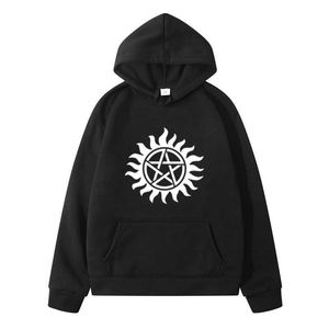 Supernatural Uzun Kollu Kapşonlu Kazak Güz Kazak Kazak Bayan Erkekler Moda Rahat Spor Hoodie H0910