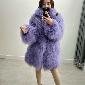 JMLD 2021 女性の本物のモンゴル羊の毛皮のコート襟ビーチウールジャケット女性カスタマイズできるサイズと色のアウター Q0827