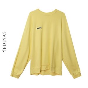 Yedinas Autumn Winter Hoodie Women Long Sleeve And Pullover Casual Loose White Letter Hip Hop Sweatshirt 210527