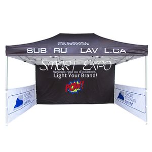Advertising Display 10x15FT Tent with 600D Canopy Half Side Walls Full Back Wall Portable Wheeled Bag