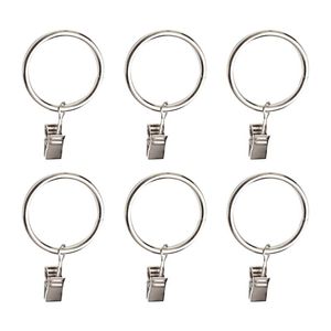 Set MM Metal Curtain Rings With Clips Drapery Hooks Silver Drapes
