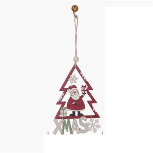 Julgransdekorationer Santa Snowman Reindeer Snowflake Wooden Hanging Ornaments Holiday Favoriter