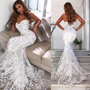 Vintage Mermaid Wedding Dress Floral Appliques Sweetheart Bridal Gowns robes de mariée Lace Sweep Train Bride Dresses