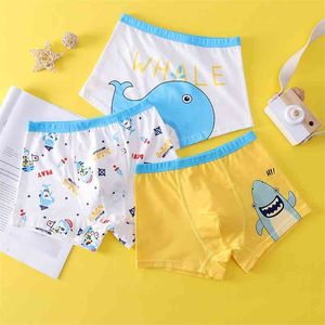 Moda Chłopiec Spodenki Bielizna Cartoon Lion Majtki Bawełniane Maluch Baby Cute Whale Boxers Lovely Dinosaur Magazynki 4-15years 210622