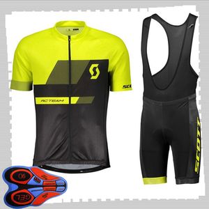 Scott Team Cycling Kortärmad Jersey (Bib) Shorts Sätter Mens Sommar Andas Väg Cykel Kläder MTB Bike Outfits Sport Uniform Y21041487