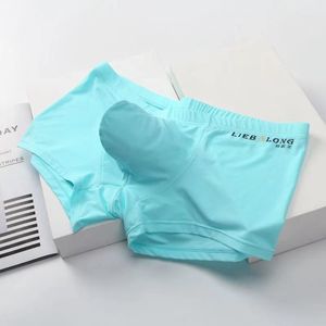 Underpants męskie bokserki bokserki Ice Silk Sexi dla chłopców wypoczęta duża torba seksowna oddychająca bokserki nylonowe majtki