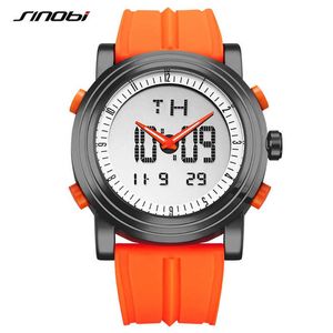 Sinobi Sports Klockor Män Kvinnor Dual Display Analog Digital LED Electronic Quartz Armbandsur Män Reloj Vattentät väckarklocka Q0524