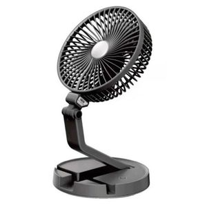 7 Inch Portable Folding Desk Fan Adjustable with 2600 mah USB Rechargeable Battery Built-in Lamp for Office Home Picnic