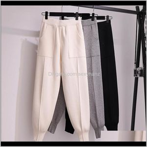 Capris Apparel Drop Delivery 2021 Womens Clothing Autumn And Winter Harlan Small Foot Korean Vertical High Waist Knitted Radish Loose Pants 5