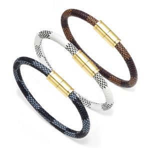 Charm Women Jewelry Bracelets Classic Leather Chain Bracelet Stainless Steel Bracelets for Men Birthday Gift