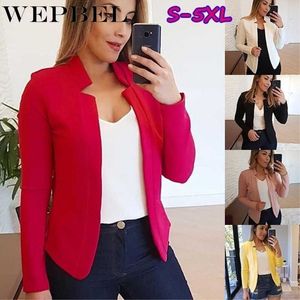 WEPBEL Women Solid Color Blazer Casual Fashion Full Sleeve Open Autumn Winter Slim Office Ladies Female Blazers X0721