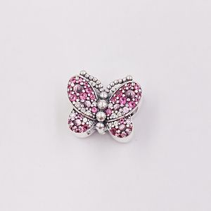 925 Sterling Silber Gothic-Schmuckherstellung Pandora Pink Butterfly DIY Halloween Charm-Armbänder Jubiläumsgeschenke für Frauen Mädchen Kette Perlenkette 797882NCCMX